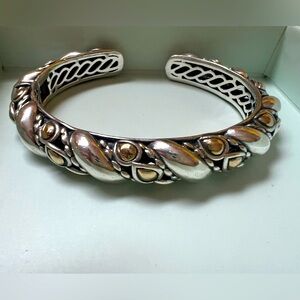 Jai by John Hardy Sterling & 14kt Gold Hinged Bangle Bracelet